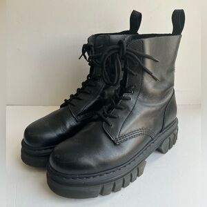 Dr Martens Audrick 8 Eye Combat Platform Boots Black Nappa Lux Women's Size 11